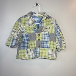 Janie And Jack Patchwork Plaid Blazer Jacket Boys 6-12 Months Party Outfit